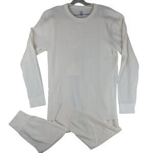 Vintage Fruit of the Loom Thermal Long Johns Set Mens 2XL White Waffle Knit